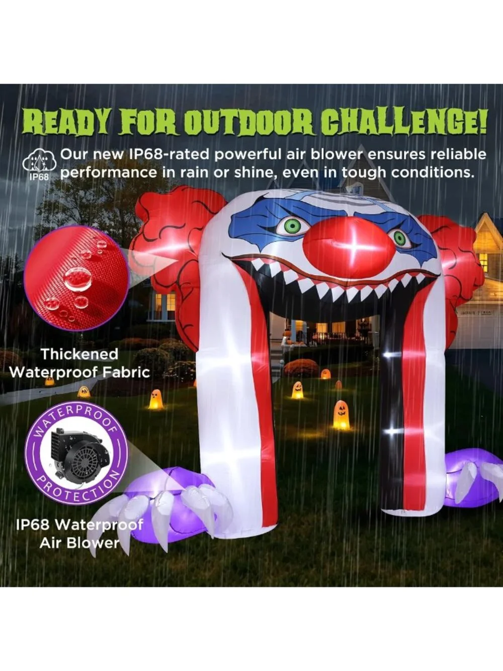 Giant 11 FT Creepy Clown Halloween Inflatable Archway - Outdoor Yard Decor